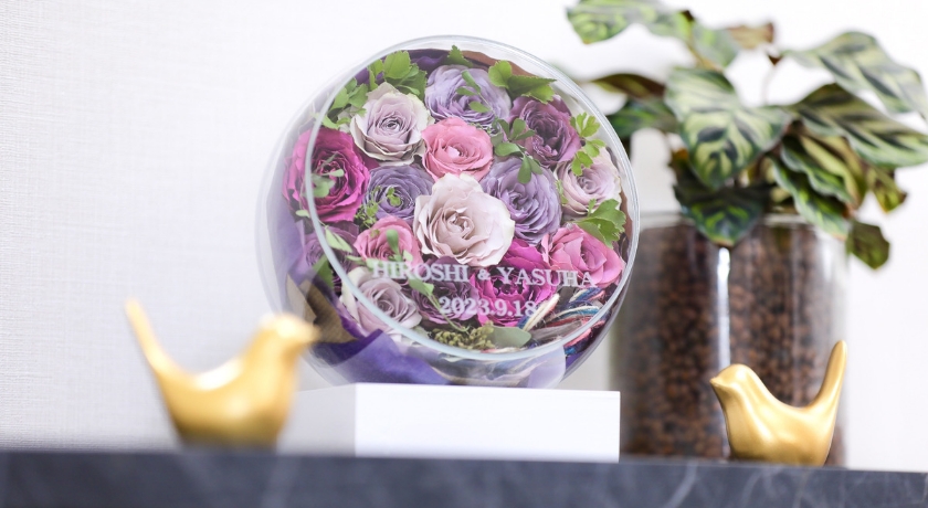 完成した花束保存の作品お届けイメージ