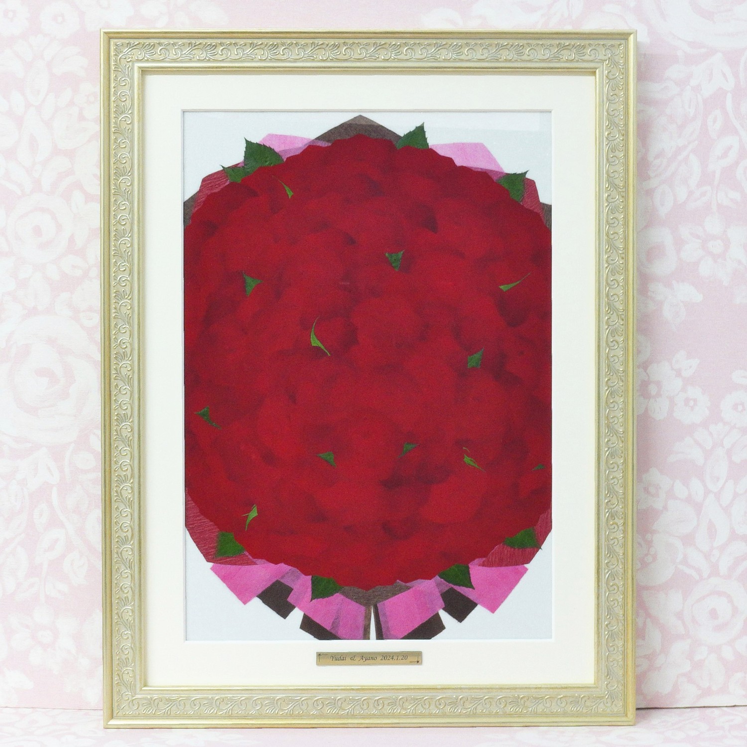 SALE！＞【人気No.2】バラ限定 80～108輪の花束アレンジ 押し花L