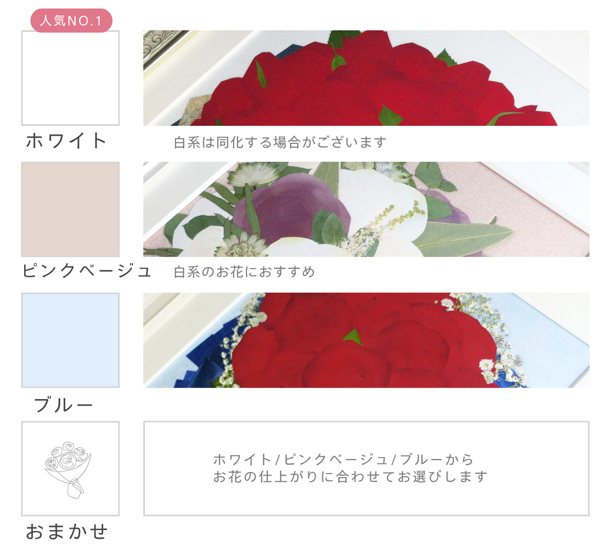 選べるバックカラー