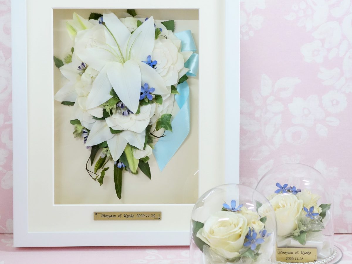 押し花　ユリのブーケ 押し花 ユリのブーケ ANNIVERSARY | ユリのキャスケードブーケ