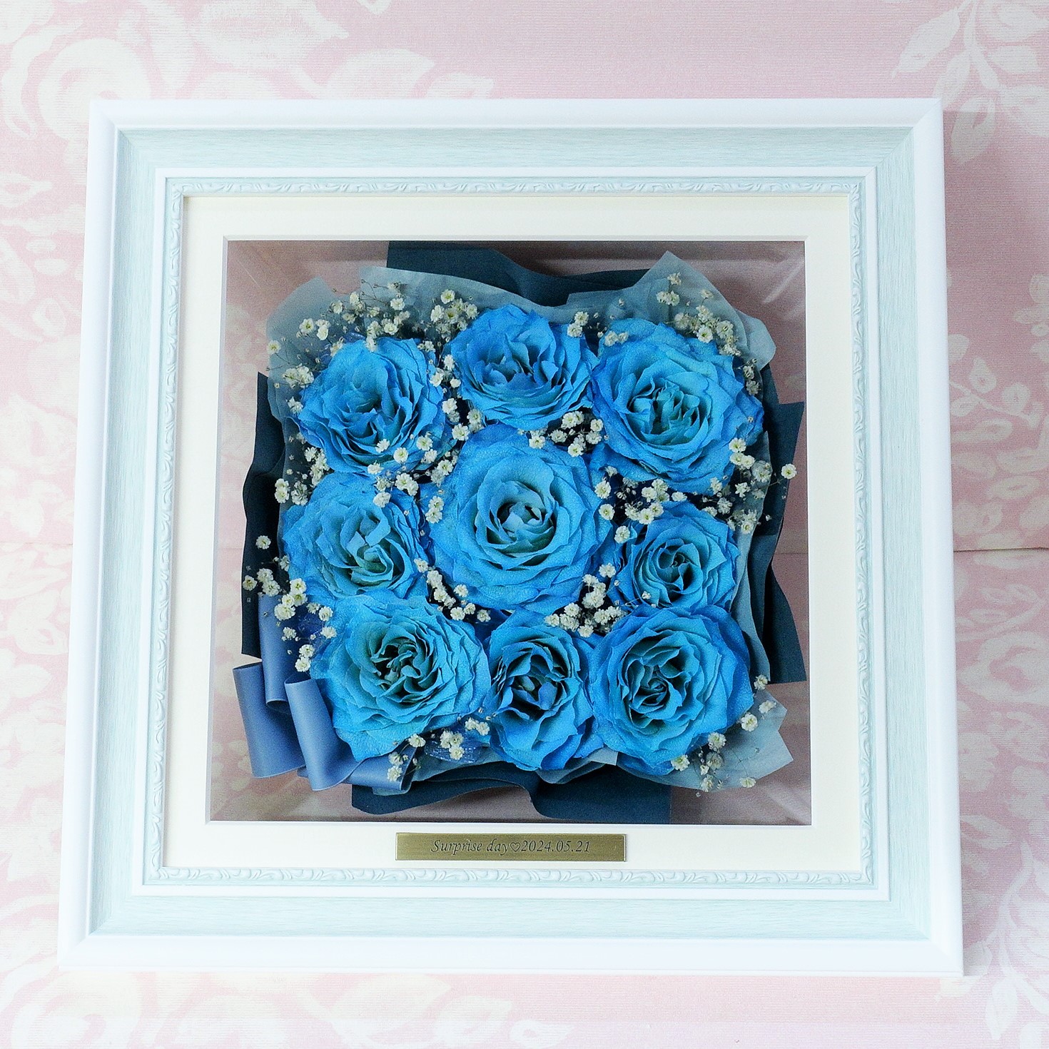 プロポーズ青バラ保存のご感想】本当に感動です！彼も喜んでます♪